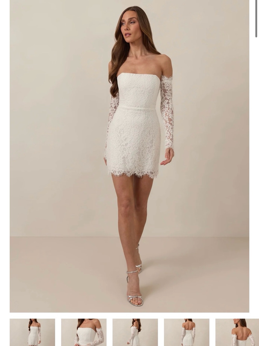 Off-Shoulder White Lace Mini Dress